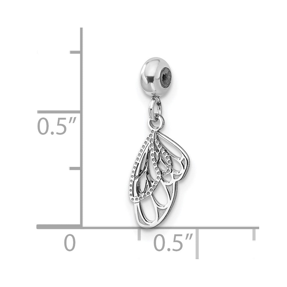 Sterling Silver Rhodium-plated MeMi Butterfly Wings Charm