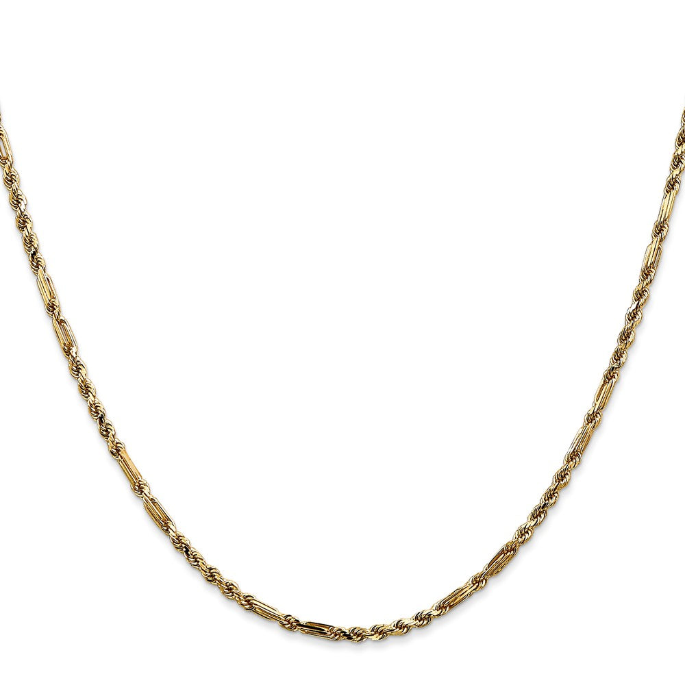 14K 2.25mm Diamond-cut Milano Rope with Lobster Clasp Chain