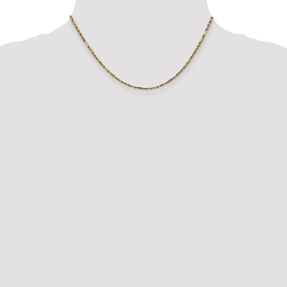 14K 2.25mm Diamond-cut Milano Rope with Lobster Clasp Chain