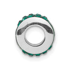 Sterling Silver Michigan State University Polished Green Crystal Bead Charm