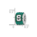 Sterling Silver Michigan State University Polished Green Crystal Bead Charm