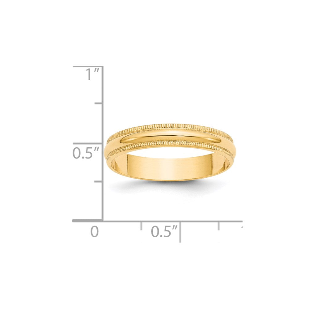 14k Yellow Gold 4mm Lightweight Milgrain Half Round Wedding Band