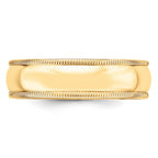 14k Yellow Gold 6mm Lightweight Milgrain Half Round Wedding Band
