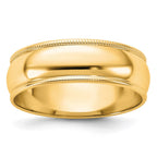 14k Yellow Gold 6mm Lightweight Milgrain Half Round Wedding Band