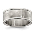 TORONTO MAPLE LEAFS STAINLESS STEEL LOGO BAND RING SIZE 8