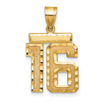 14k Medium Diamond-cut Number 16 Charm
