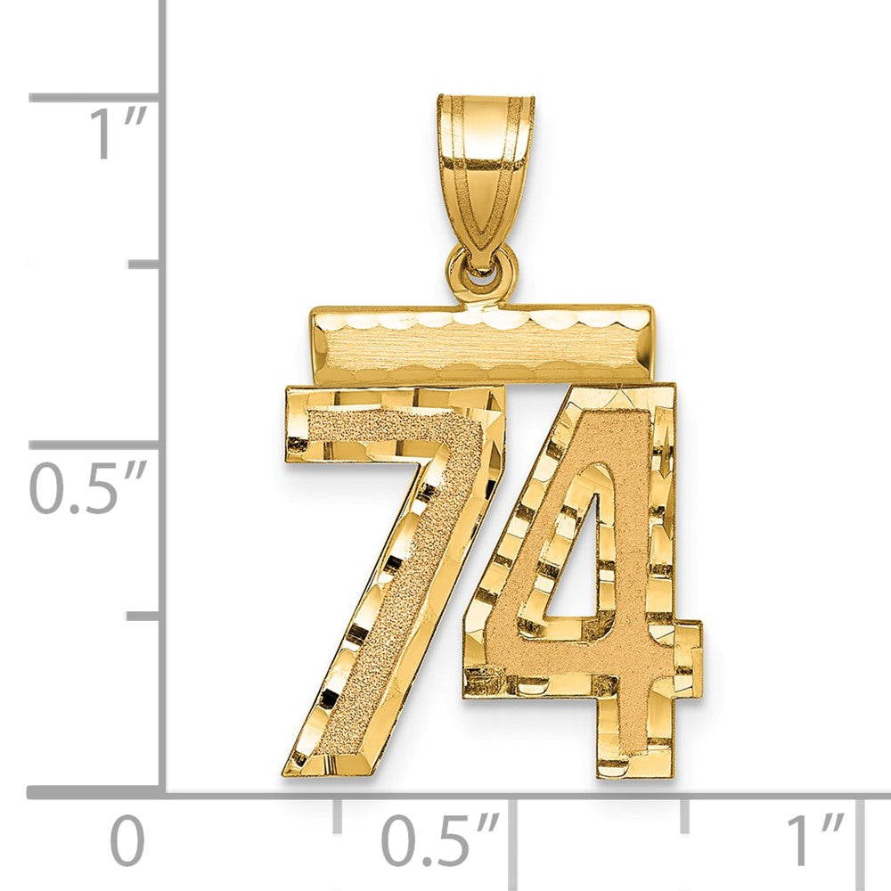 14k Medium Diamond-cut Number 74 Charm