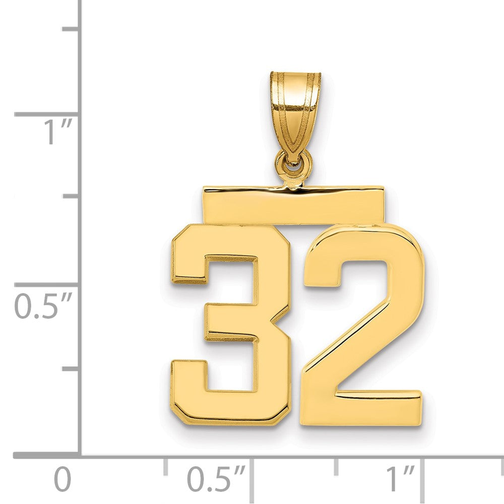 14k Medium Polished Number 32 Charm