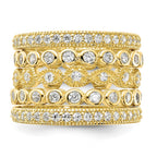 Affordable Expressions Sterling Silver Gold-plated CZ Five Ring Set