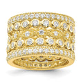 Affordable Expressions Sterling Silver Gold-plated CZ Five Ring Set