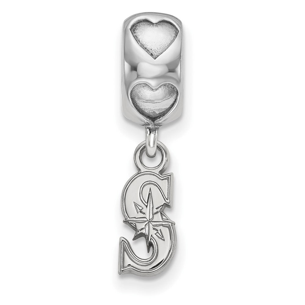 Sterling Silver Rhodium-plated LogoArt Seattle Mariners S on Heart Bead