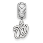 Sterling Silver RH-plate LogoArt Washington Nationals W on Heart Bead