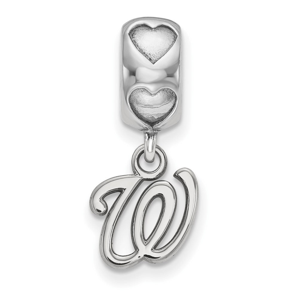 Sterling Silver RH-plate LogoArt Washington Nationals W on Heart Bead