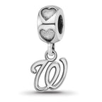 Sterling Silver RH-plate LogoArt Washington Nationals W on Heart Bead