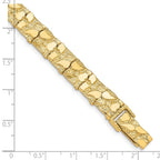 14k Polished and Textured 9.5mm 7 inch Nugget Bracelet