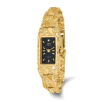 14K Ladies Rectangular Black 15x31mm Dial Solid Nugget Watch