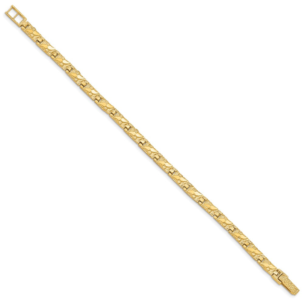 14k Polished and Textured 5.5mm 7 inch Nugget Bracelet