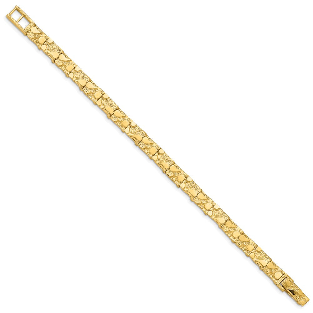 14k Polished and Textured 7.00mm 7 inch Nugget Bracelet
