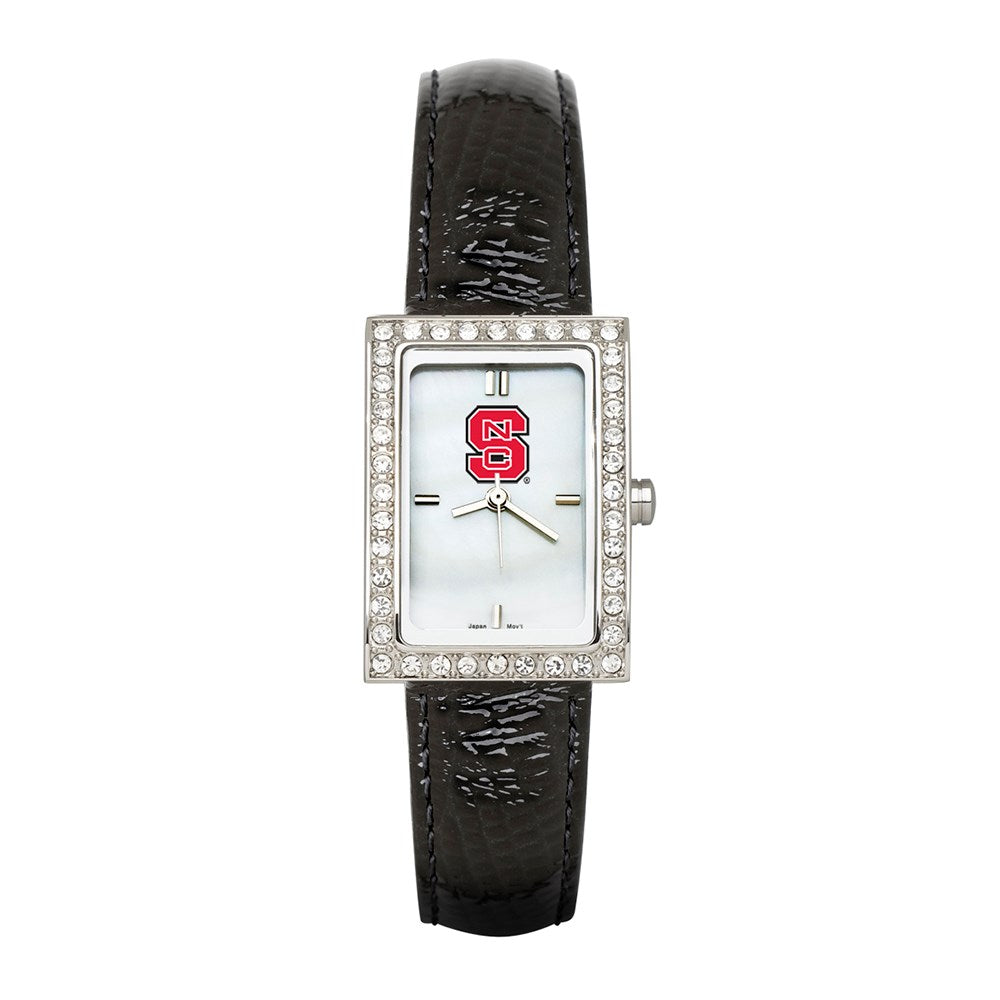 NORTH CAROLINA STATE LADIES ALLURE WATCH BLACK LEATHER STRAP