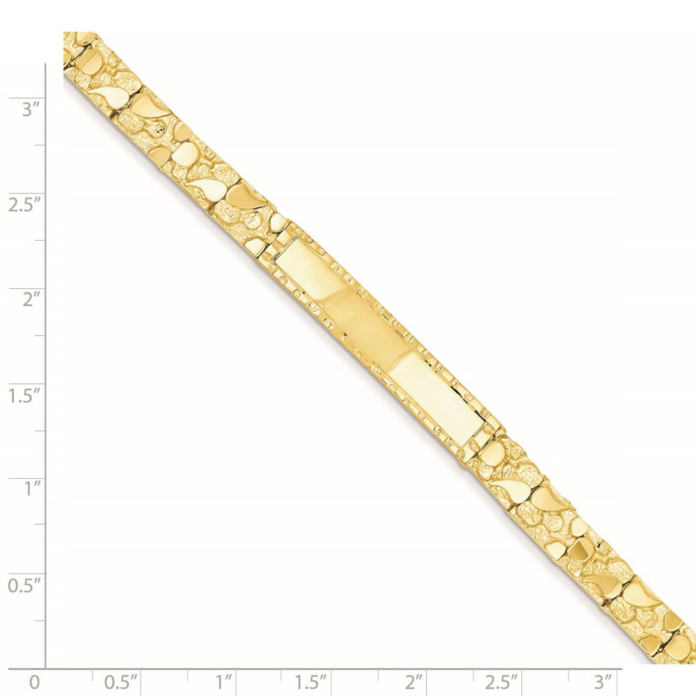 14k Polished Solid 7mm Nugget 37x7mm Plate 7 inch ID Bracelet
