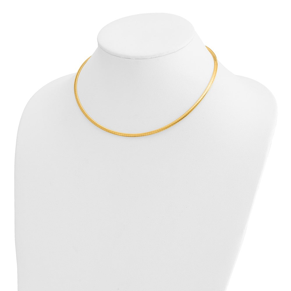 14k Polished 3mm Standard Weight Domed Omega Necklace