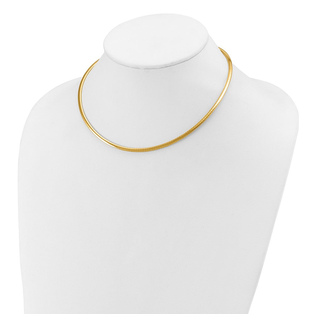 14k Polished 3mm Lightweight Domed Omega Necklace