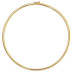 14k Polished 3mm Lightweight Domed Omega Necklace