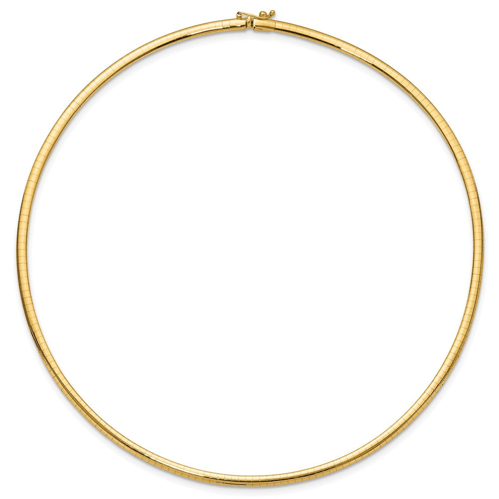 14k Polished 3mm Lightweight Domed Omega Necklace