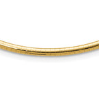 14k Polished 3mm Lightweight Domed Omega Necklace