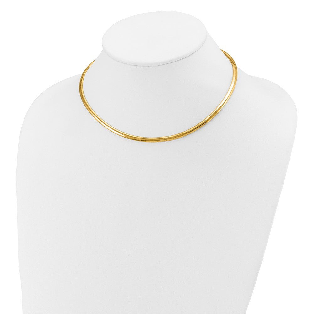 14k Polished 4mm Lightweight Domed Omega Necklace
