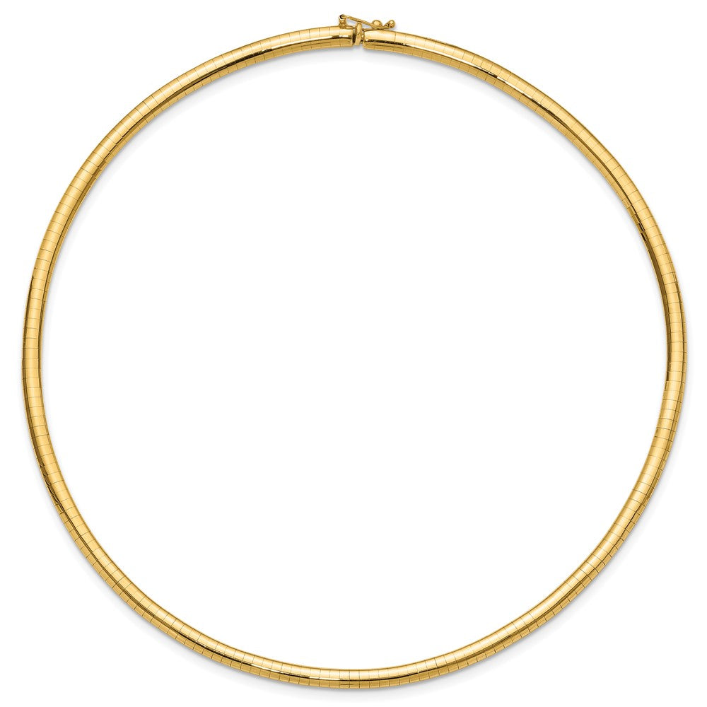 14k Polished 4mm Lightweight Domed Omega Necklace