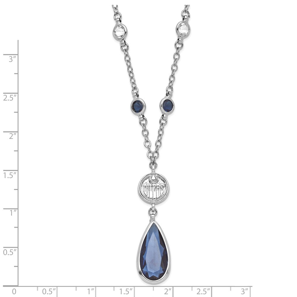 NHL Edmonton Oilers Silver-tone Crystal Drop w/ 3 ext Necklace