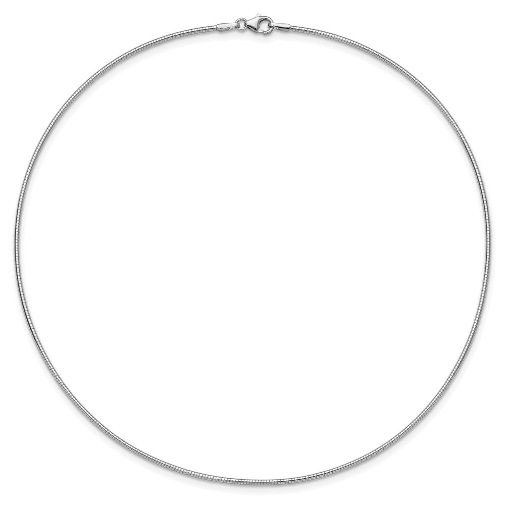 14k White Gold Polished 1.4mm 16 inch Round Omega Necklace