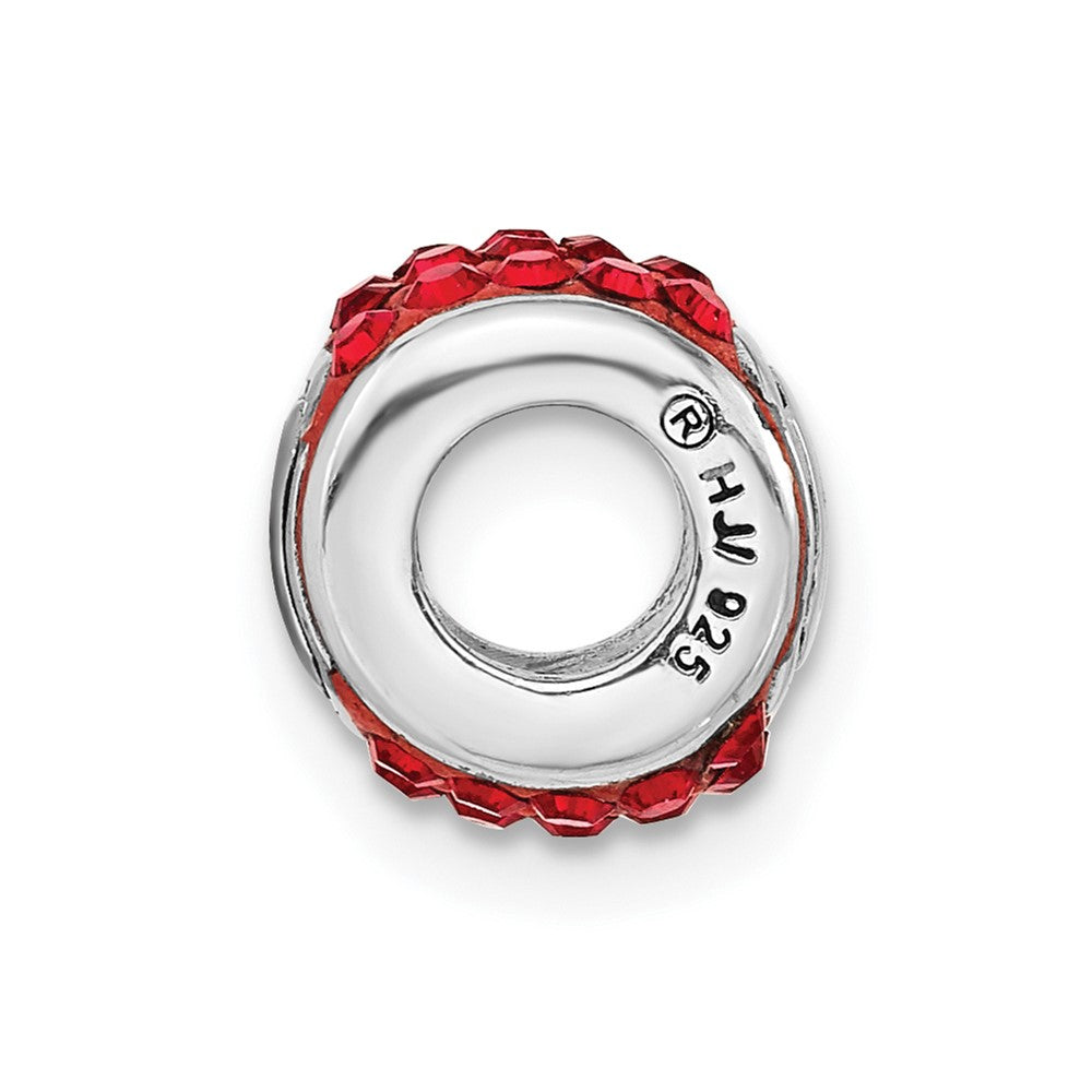 Sterling Silver Polished Collegiate Ohio State University Red Crystal Bead
