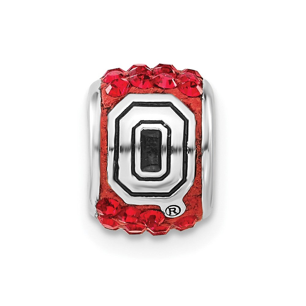 Sterling Silver Polished Collegiate Ohio State University Red Crystal Bead