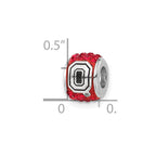 Sterling Silver Polished Collegiate Ohio State University Red Crystal Bead