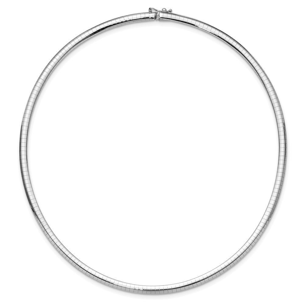 14k White Gold Polished 4mm Standard Weight Domed Omega Necklace