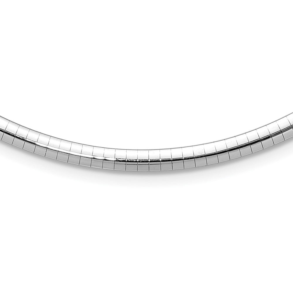 14k White Gold Polished 4mm Standard Weight Domed Omega Necklace