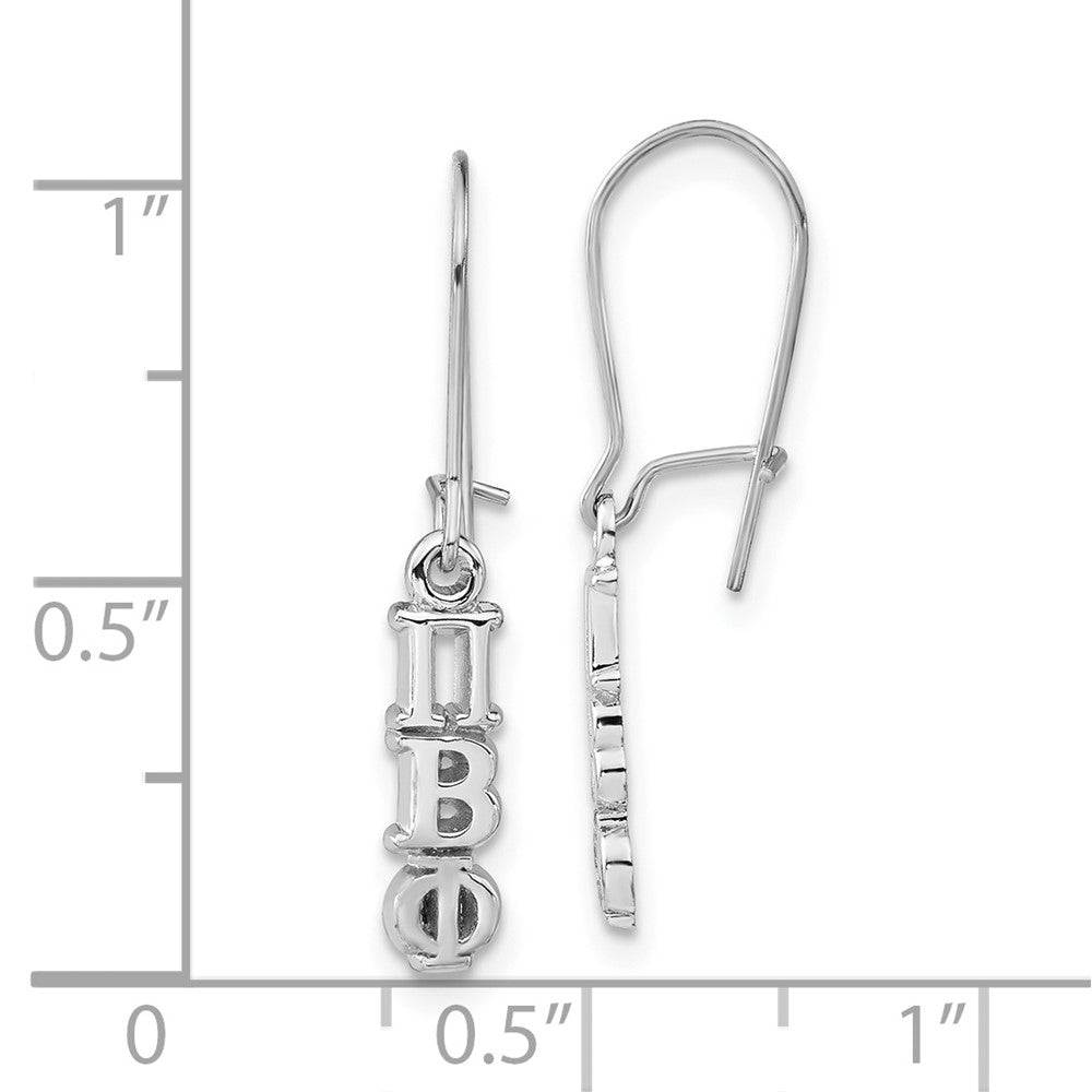 Sterling Silver Polished Pi Beta Phi Dangle Earrings