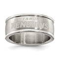 PITTSBURGH PENGUINS STAINLESS STEEL LOGO BAND RING SIZE 6