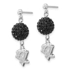 Sterling Silver NHL Pittsburgh Penguins Black Crystal Dangle Earrings