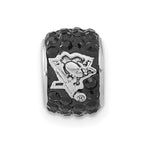 Sterling Silver NHL Pittsburgh Penguins Polished Black Crystal Bead Charm
