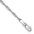 14K White Gold 1.7mm Singapore with Lobster Clasp Chain