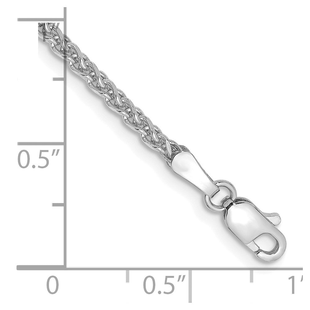 14K White Gold 2.1mm Diamond-cut Spiga with Lobster Clasp Bracelet