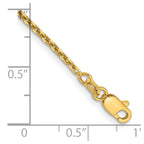 14K 1.65mm Solid Diamond-cut Cable with Lobster Clasp Anklet