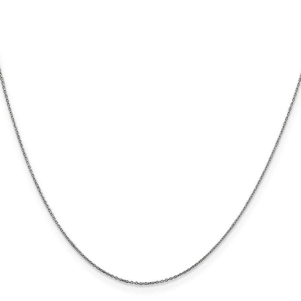 14K White Gold .6mm Diamond-cut Round Open Link Cable with Spring Ring Clasp Chain