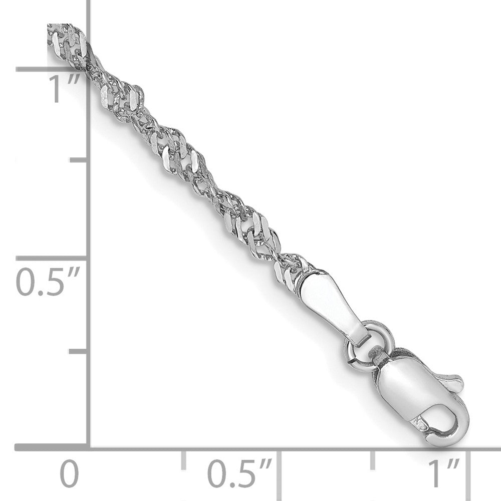 14K White Gold 2.0mm Singapore with Lobster Clasp Chain