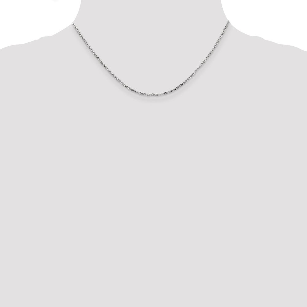 14K White Gold 1.8mm Diamond-cut Round Open Link Cable with Lobster Clasp Chain