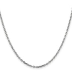 14K White Gold 2.2mm Diamond-cut Round Open Link Cable with Lobster Clasp Chain