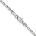 14K White Gold 2.2mm Diamond-cut Round Open Link Cable with Lobster Clasp Chain